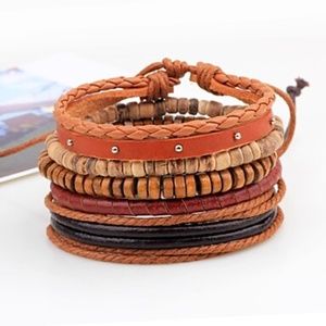 Mens Leather and Beaded Bracelets
